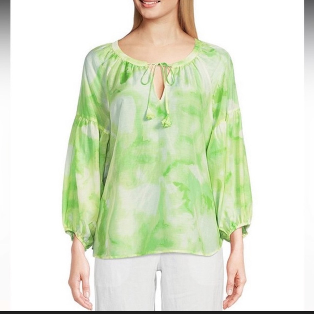 Tommy Bahama Green Tie-Dye Blouse